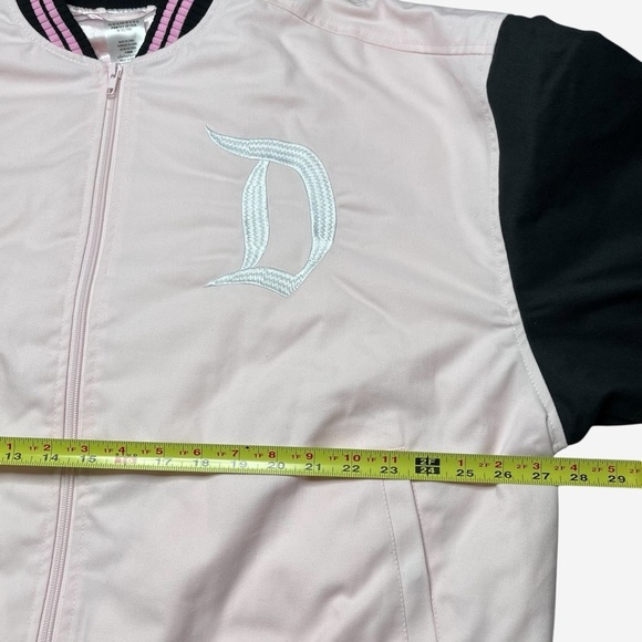 Disney Varsity Jacket Womens Mickey Mouse Pink Black Disneyland Lined Zip NEW - Picture 9 of 16